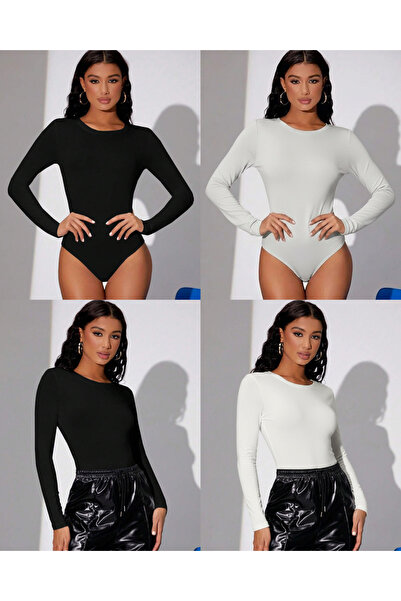 Trendingsize Bisiklet Yaka Uzun Kollu Çıtçıtlı Body Zıbın