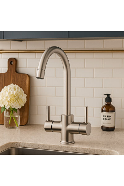 banyosepeti صنبور مطبخ إينوكس فلو من الساتان المعالج - 360 °   رأس دوار، موفر...