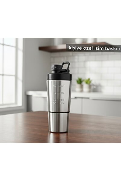 Mihristore Çelik Shaker Sporcu Suluğu Protein Shaker ve Smoothie Matarası ( 7...