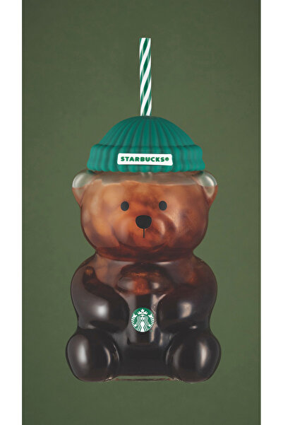 Starbucks Bearista Glass Cold Drink Cup Teddy Bear Cup 591ml