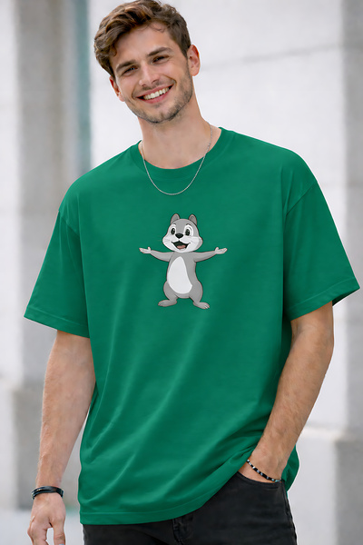 ArtYus Hamster Character Printed Cotton Relaxed Fit Round Neck Unisex T-Shirt
