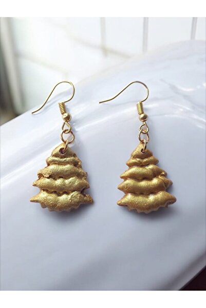 escoines koleksiyon Escoines Handmade Gold Color Dough Earrings Lightweight O...