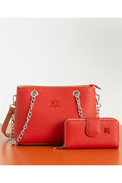 Çanta Trend Polo Of Colors Women's Shoulder Bag with Chain Detail