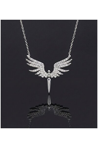 vegahediye v vega قلادة ميكائيل ملاك من حجر الزركون بلون فضي