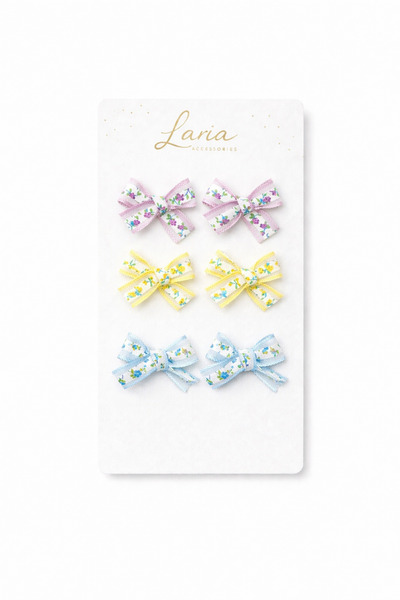 Laria Şık Çiçek Desenli Kız 6'lı Bebek Çocuk Klipsli Toka Set