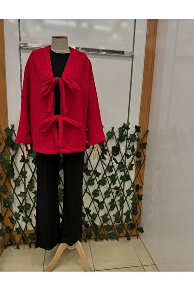 MODA ELA Kadın Bağlamalı Buklet Ceket