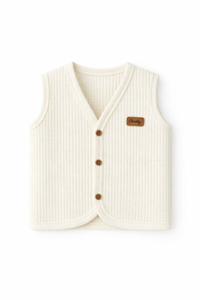 Pure Boutique Vesta bebelusi bumbac rib cu nasturi model simplu pentru somn s...