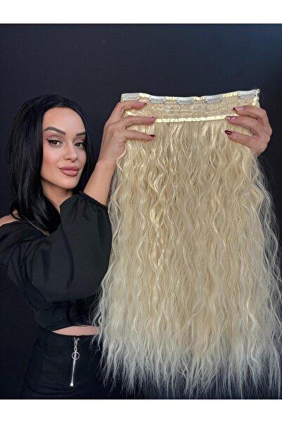 Suzan Peruk Kıvırcık Yarımay +2 yan çıtçıt saç ^3 parça tam set-Fönlenebilir ...