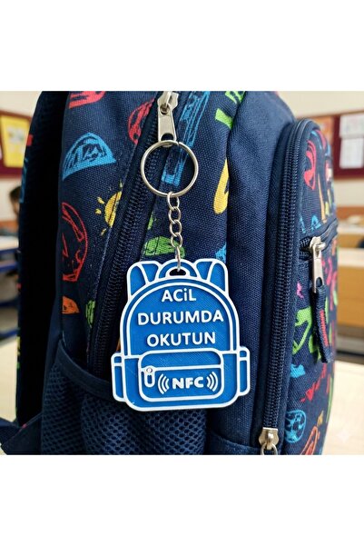 NFC Akıllı Acil Durum Anahtarlığı Okul Çantası Süsü Erkek Çocuk Güvenlik Etik...