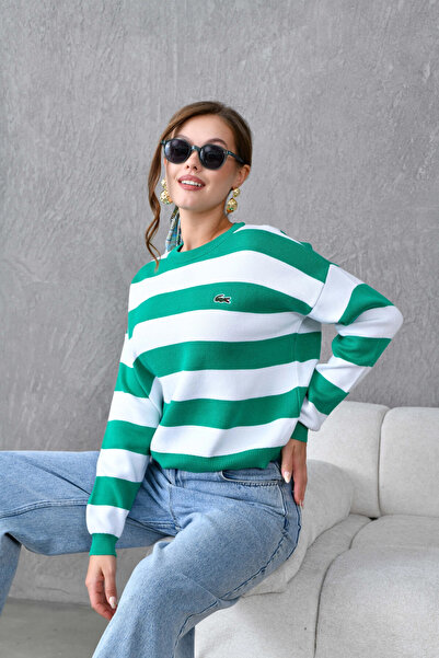 Park Karon Women's Crew Neck Striped Knit Sweater 10279.Ctn