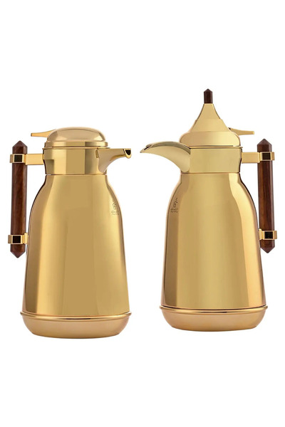 Generic Al Saif Gallery Shahad thermos set, 1 liter, wooden handle, thermal g...