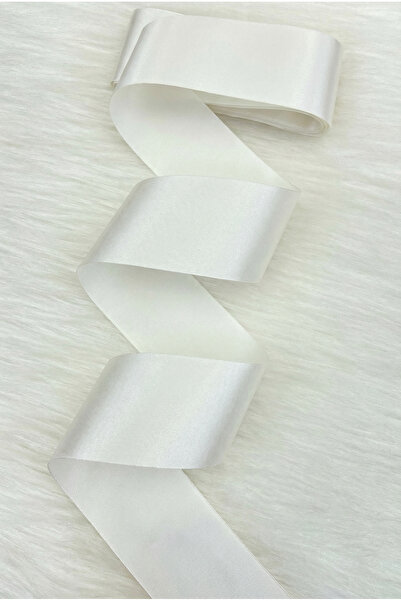ZEYMERADE 6 cm Cream Single-Sided Satin Ribbon 10 Meters, Dowry Engagement Je...