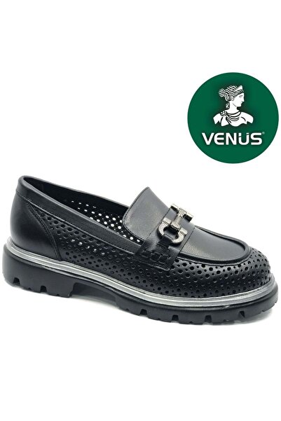 Venüs Cambridi Genuine Leather Orthopedic Oxford Women's Classic Shoes Black