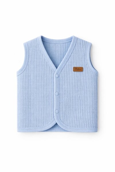 Pure Boutique Лека бебешка жилетка от вафлен памук с копчета за ежедневен ком...