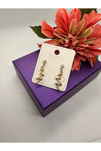 XUPING JEWELRY KUYUMCU VİP SERİ 14K RENGİ YILAN MODELLİ ÇELİK KÜPE