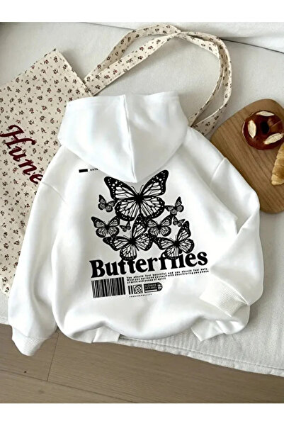 Baxia Girls' Butterfly Printed Hooded Sweatshirt Hoodie New Season