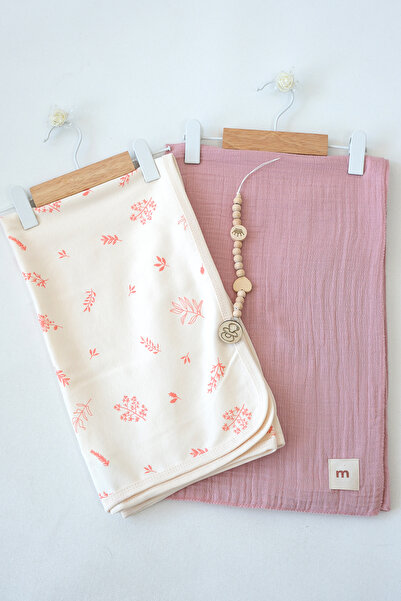 Minisse "%100 COTTON PAMUK KIZ BEBEK MÜSLİN SET-3 PARÇA BATTANİYE+ÖRTÜ+EMZİK ...