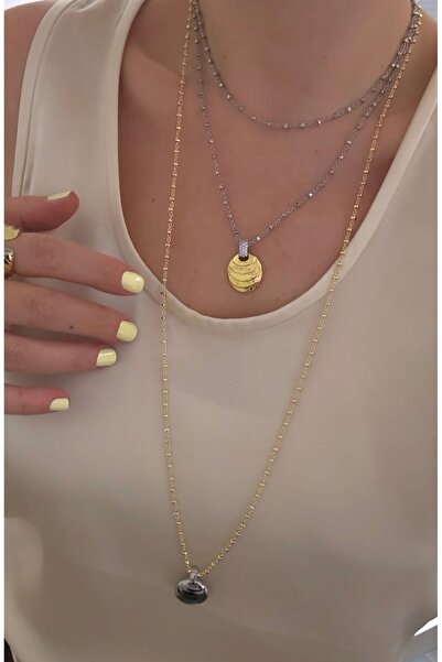 Finery by Nerrs Long Chain Charm Necklace (Silver Chain 80 cm Long)