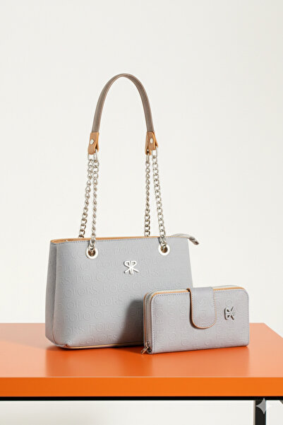 Çanta Trend Polo of Colors Women's Gray 4-Compartment Shoulder and Crossbody ...