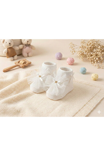 CloudStone Baby Girl 0-6 Months Tulle Mesh Socks Booties for Special Occasions