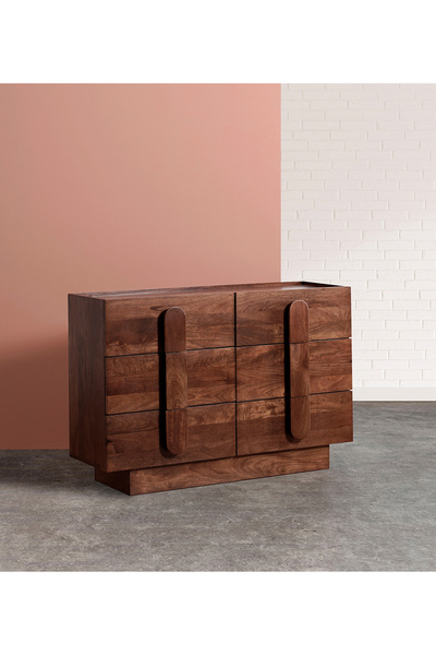 Creawood Rolo Masif Koyu Ceviz 6 Çekmeceli Şifonyer