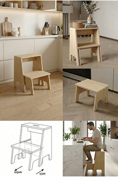 YüceerHome Ulaş 2 Ayrı Basamaklı 2 Tabure – Kayar İç Basamaklı, 140 Kg Taşıma...