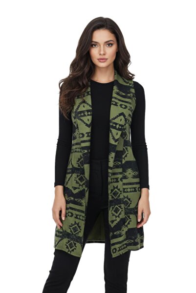 BAGLAN Women's Ethnic Patterned Long Vest Bgl-St05193