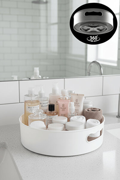 Mithra Life 360 Degree Rotating White Bathroom Kitchen Organizer Shaping / Sc...