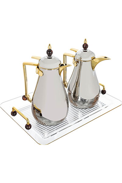 Generic طقم ترمس كريستال من معرض السيف، سعة 1/0.7 لتر، مصنوع من زجاج حراري دا...