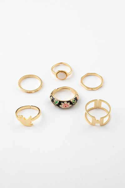 Sortie Aksesuar مجموعة خواتم من الفولاذ المقاوم للصدأ قابلة للتعديل مع زخارف ...