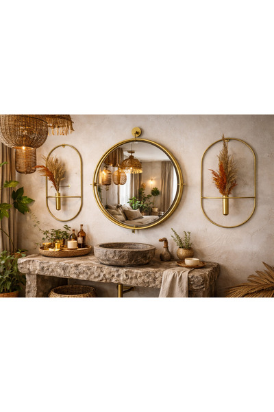 Mgs AYNA -TİNATTİ GOLD AYNA SET - Not : pampaslar dahil değildir