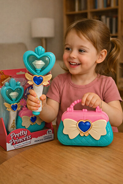 OEM Set Pretty Princess cu bagheta magica inima si gentuta turcoaz-roz, 25x21...
