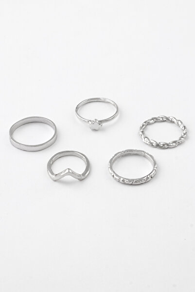 Sortie Aksesuar مجموعة خواتم مكونة من 5 قطع بأشكال الزهور واللولب