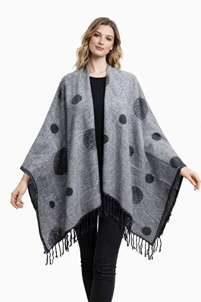 ALDAİR Women's winter double-sided poncho shoulder 140x140
