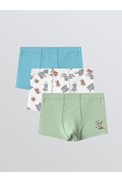 LC Waikiki White Printed Boy Boxer 3-Piece