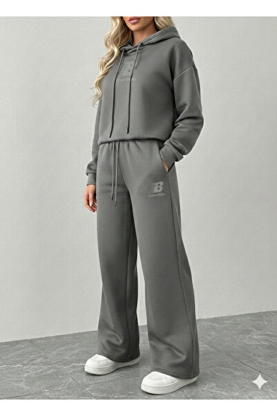 NİCE Mininal Women's Oversized Baggy Tracksuit Set |   Winter Thick 3 Thread ...