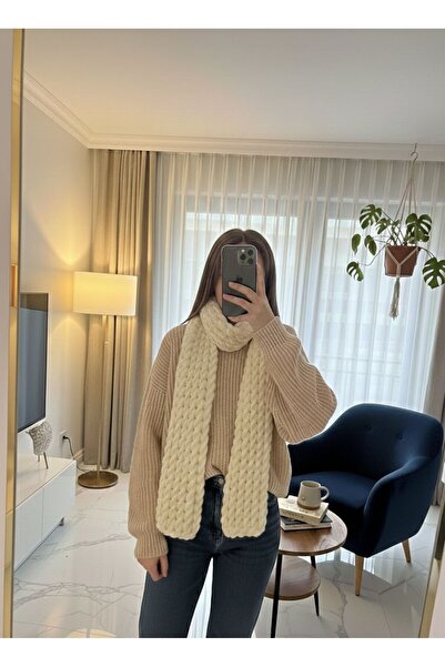 EL YAPIMI Eșarfă pufoasă tricotată manual - eșarfă cu textură moale - eșarfă ...