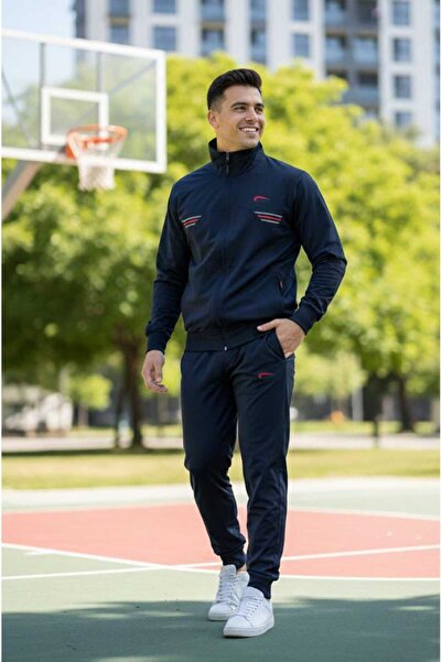 wera Lacivert,yumuşak dokulu,dik yaka, dalgıç kumaş erkek eşofman takımı