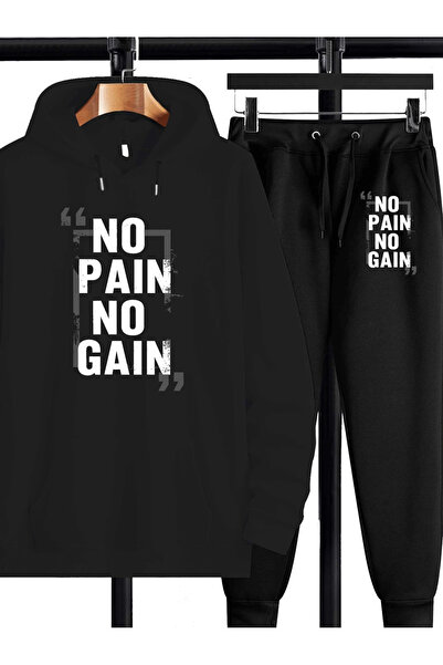ibibik moda No pain printed Hooded tracksuit set - Hooded sweatshirt top and ...