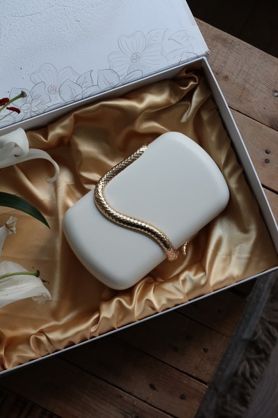 Moom Bag Women's Cream Snake Accessory Chain Evening Dress Bag