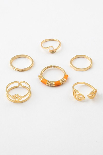 Sortie Aksesuar مجموعة خواتم فولاذية قابلة لتعديل الطول مع أحجار الزركون على ...