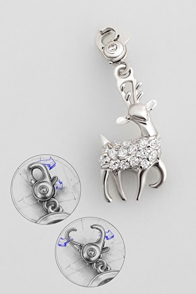 So CHIC... Ren Geyiği 18 Ayar Beyaz Altın Kaplama Gümüş Charm