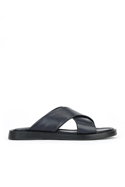 Ziya , Men's Genuine Leather Slippers 1611045Zm153 Navy Blue