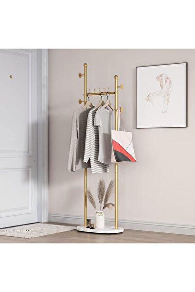 Generic رف ملابس ذهبي صغير مع أرفف