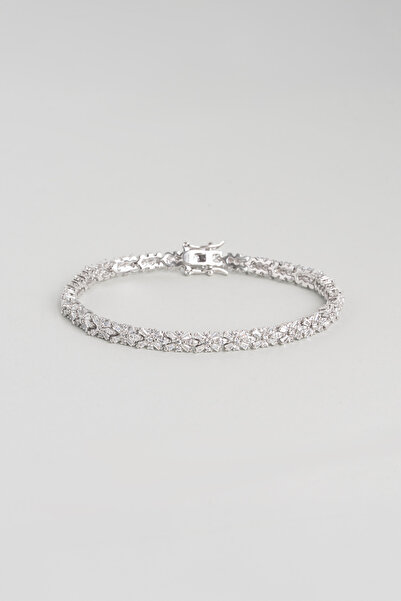 So CHIC... Camellia 18 Ayar Beyaz Altın Kaplama Gümüş Tasarım Bileklik