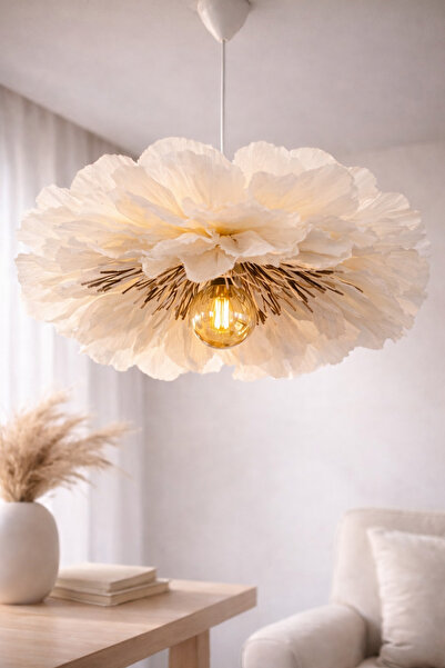 Bubihome Lumi Bloom 55 cm Çiçek Form Tasarım Avize-El Yapımı Bohem Dekoratif ...