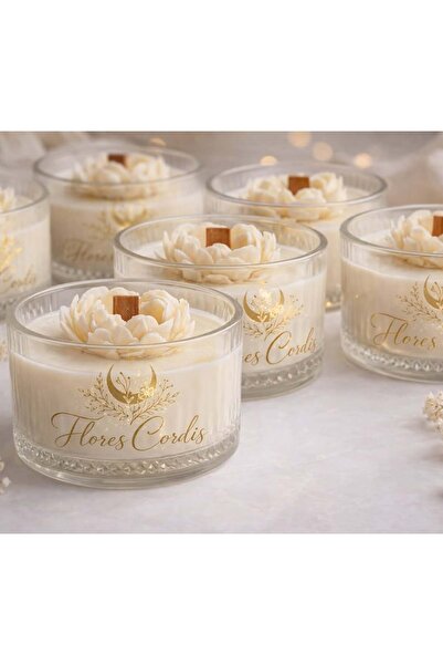 MUM Flores Cordis El Yapımı Doğal | Ahşap Fitilli | Cam Bardak | Özel Tasarım...