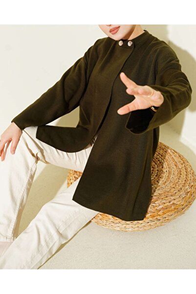 Burcia Double Button Knitwear Poncho