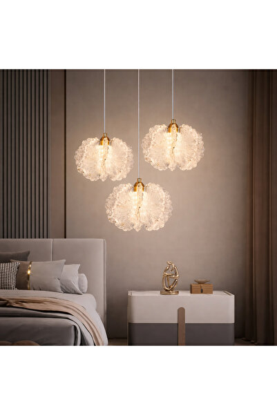 Luna Lighting Katerina Model 3 lü Gold Kaplama Metal Salon Mutfak Oturma Yata...