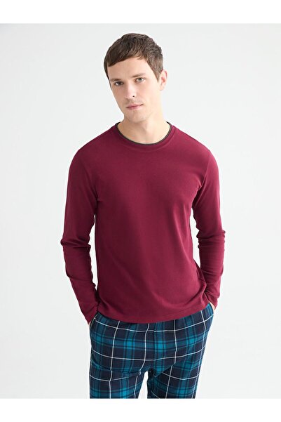 LC Waikiki طاقم الرقبة طويلة الأكمام الرجال منامة الأعلى